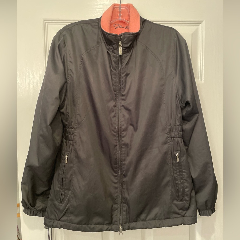 Glen Echo Golf Ladies Jacket Coat Black with Pink Fleece lining Zip Up Pockets M